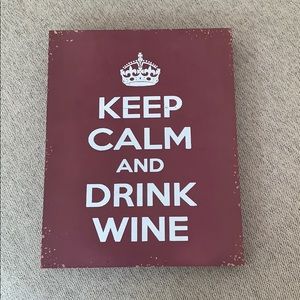 🌸 Keep calm & drink wine wood picture